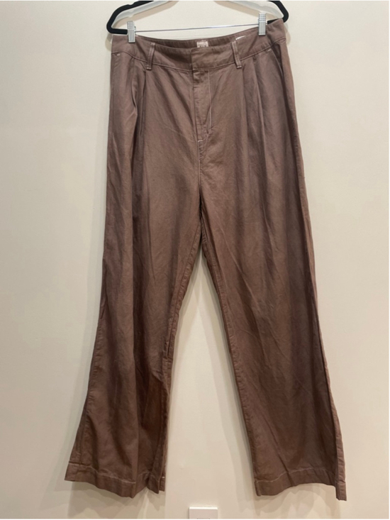 GAP Pants - GAP Brown Pleated Linen Blend Wide Leg Pants Plus Size 16 Lagenlook Coastal